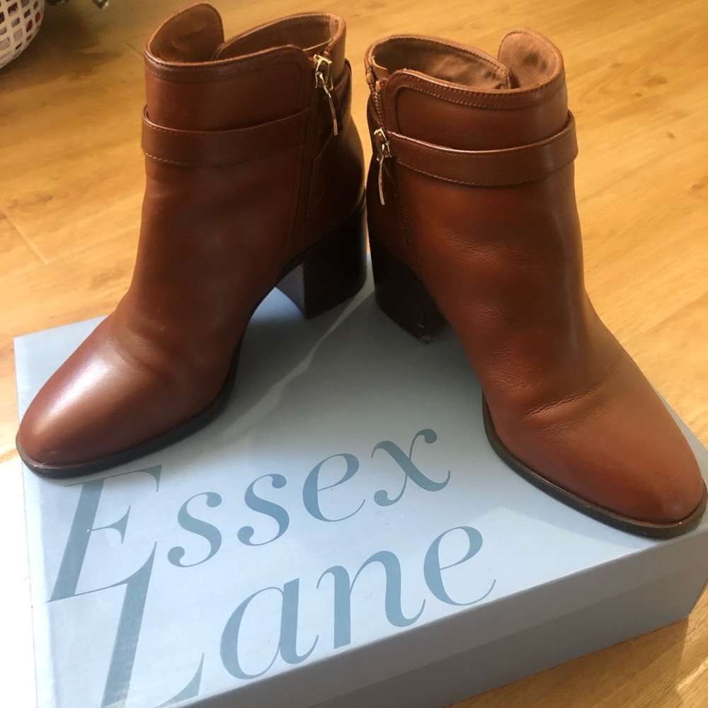 Essex Lane booties color Dark Cognac TIE DYE LEATHER